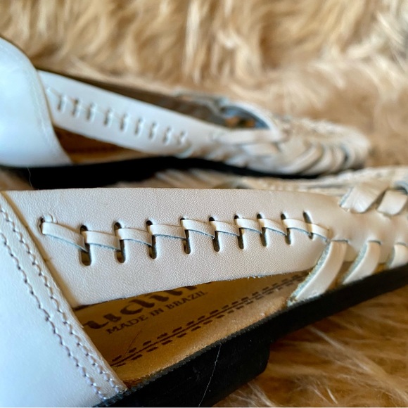 Vintage Judith White Leather Huaraches Sandals Flats Slip Ons - Picture 5 of 8